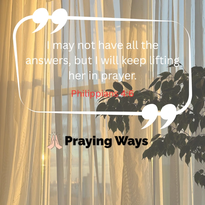 Hands folded in prayer over Bible with Philippians 4:6 verse in warm morning light