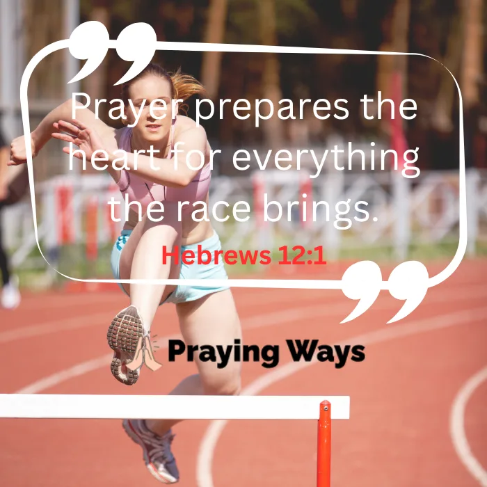 Four happy young athletes wearing medals on a track with an overlay quote: "The most important ones happen in the heart before the game ever begins. Philippians 4:13."